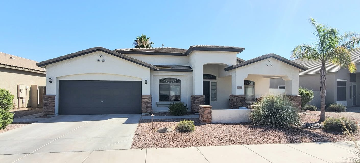 Finished front exterior repaint on a Gilbert, AZ home